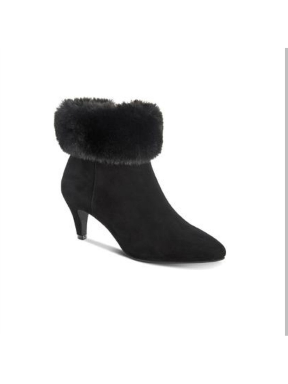 Alfani Black Suede Faux-Fur Cuff Ankle Booties